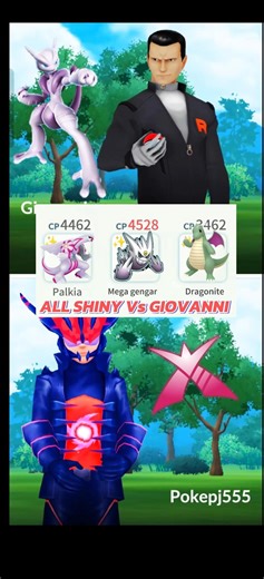 mega Mewtwo y vs Giovanni shiny PALKIA shiny mega gengar shiny dragonite battle in Pokemon go