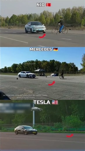 AEB Test: NIO vs Mercedes vs Tesla | Cyclist