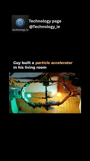 Technology page on Instagram: "DIY mad scientist built a particle accelerator in his living room 🔬⚡️. Imagine turning your humble sofa space into a high‑energy physics lab where atoms get smashed and neon glows light up the room like a sci‑fi movie set. This crazy project shows how curiosity and tinkering can push the limits of everyday experimentation, turning ordinary materials into an extraordinary accelerator that would make even researchers raise an eyebrow. The glowing ring is the proof t