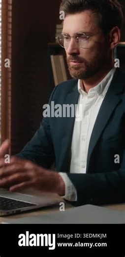 Angry Caucasian business man working with laptop yelling screaming in office 40s businessman male executive with computer work feeling burnout stress irritation with trouble yell scream in company Stock Video Footage - Alamy