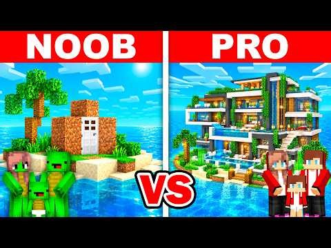 Mikey & JJ Family: NOOB vs PRO: MODERN ISLAND Build Challenge in Minecraft!