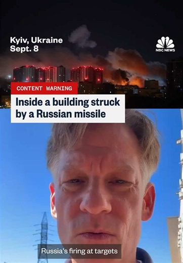 Following a brief pause in attacks over the weekend, during which U.S. envoys visited Kyiv in a renewed push to end the war between Russia and Ukraine, Russia struck the capitol city with drones and missiles overnight. NBC News' @Richard Engel reports from a media building hit in the strikes.