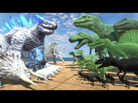 Alien Indominus Rex vs Shimo | Alien Dinosaurs vs Ice Monsters | Animal Revolt Battle Simulator