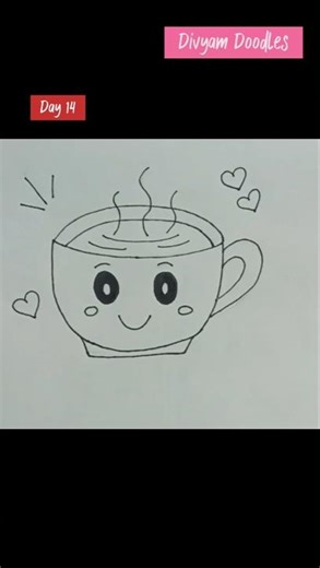 Step-by-Step Cute Cup Drawing Tutorial - Part 1 ☕✨ #art #shorts #viral #cutedoodles