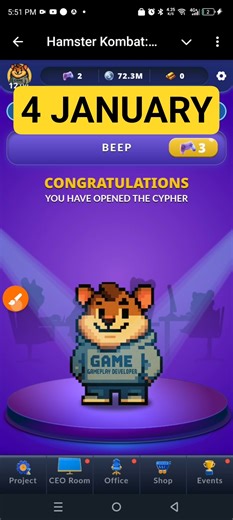 Hamster Kombat Dev Game Daily Cipher 4 January | Hamster Kombat Daily Cipher Code | Daily Combo