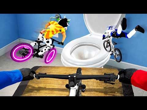 We Biked Down a GIANT Toilet in Descenders