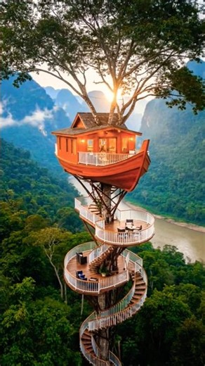 🚤 Boat House on a Tree in the Jungle | Incredible Build #shorts