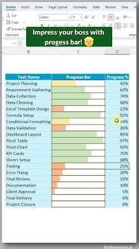 99% Excel Users Don’t Know This Progress Bar Trick! 🤯 #excel #exceltips