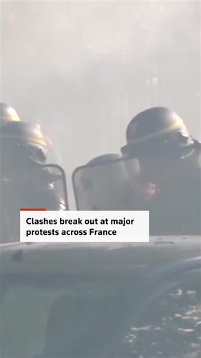 Clashes erupted in French cities as some of the most violent protests in years drew thousands onto the streets over living costs and public services. #protests #france #police #teargas #clashes