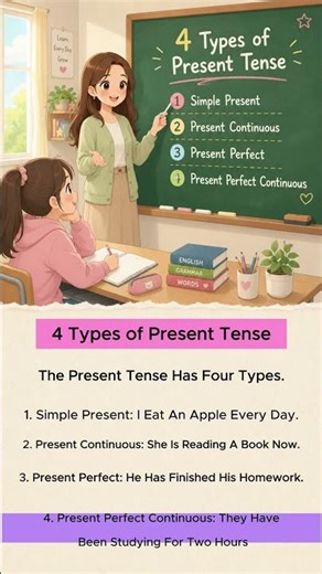 Present Tense Made Easy | 4 Types with Examples #shorts