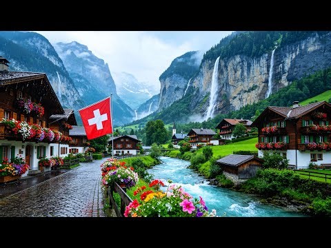 Rainy Walk In Lauterbrunnen Valley Switzerland🇨🇭Most Beautiful Swiss Village 