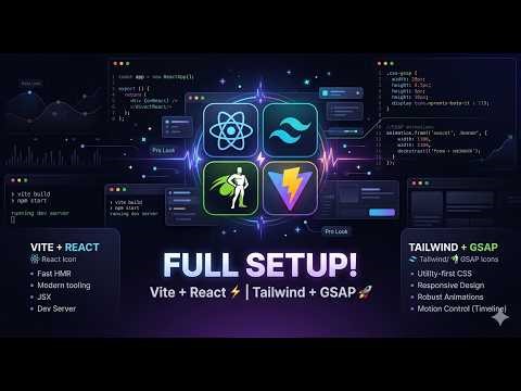 Setup Vite v8 , React v19.2.5, Tailwind CSS v4.2 , GSAP v3.15.0 step by step