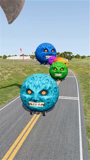 Big & Small Moon Cars vs Gaint Axe #6 - BeamNG drive