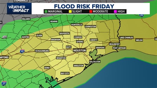 Houston under an hourly weather impact alert for Friday with a few strong storms possible