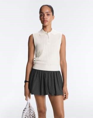 OYSHO Sleeveless open knit jumper in off-white | ASOS