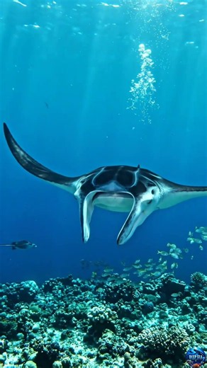 🌊 Giant Manta Ray: The Gentle Giant of the Ocean! 🖤