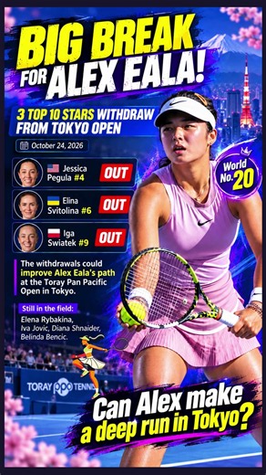 BIG BREAK for Alex Eala! 😱 3 Top 10 Stars OUT of Tokyo Open! 🇵🇭🎾 #TennisNews #TokyoOpen2026