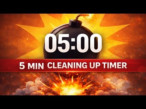 5 Minute Cleaning Up Timer 💣💥 | Classroom Cleanup Countdown (Fun & Urgent)