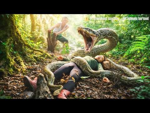 72 Hours Facing Giant Monsters - Girl Attacked by Giant Python in Forest, Man Rescues Her in Time