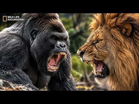 Lion vs. Gorilla: Who Is the True King of the Wild? 🦁🦍 #WildlifeDocumentary #Gorilla
