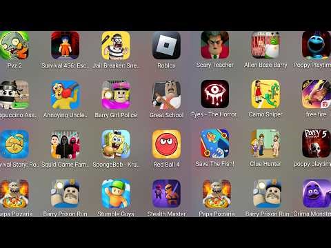 Roblox,Squid Game Family,Capuchino Assassino,Poppy Playtime 5,Eyes The Horror,Spongebob Krusty......