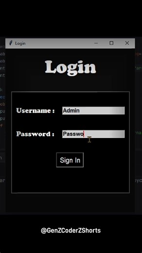 Python Login System with Animations #shorts #tkinter #programming #animation