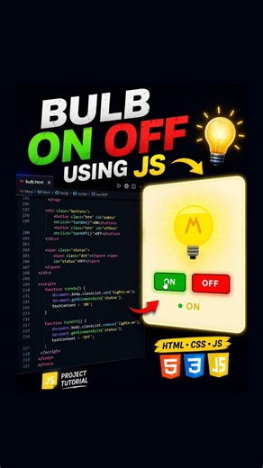 I Made a Bulb On/Off Switch Using JavaScript | Full Stack Web Development Course #shorts #coding