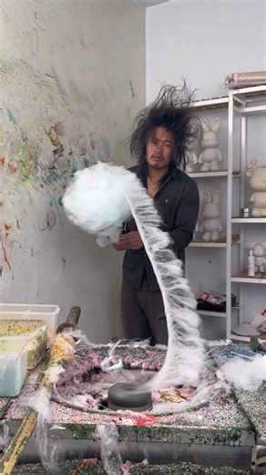 The cotton candy machine exploded.