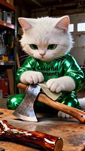 কাঠ আর লোহা দিয়ে টমি কুড়াল বানালো!!🌳🪓 | #shorts #cat #emotional