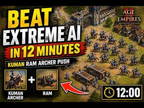 DESTROY EXTREME AI in 22 MIN 😳 12 MIN IRL 😈 Cuman Ram Archer Rush Guide | AoE2 !?