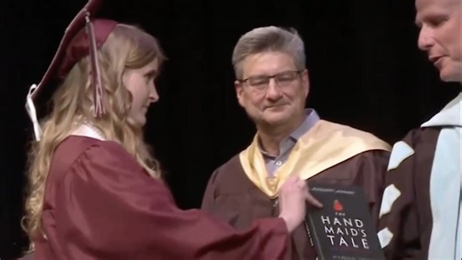 High school student's defiant protest of book ban during graduation ceremony