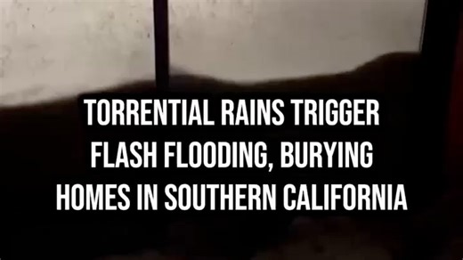 Video from Wrightwood, California, showed a house partially buried after torrential rains triggered flash flooding and mudslides in Southern California. Emergency crews spent much of Thursday answering rescue calls and pulling drivers to safety from submerged vehicles, the San Bernardino County Fire Department told Reuters. https://cbsn.ws/48U5kyH | CBS News
