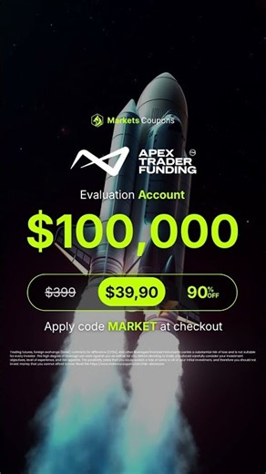 Apex Trader Funding $100K for $39.90 🔥 90% OFF | Coupon MARKET