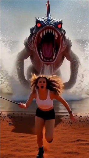 Immersive AI Sci-Fi: Monster Fish Attacks Woman on Mars! 😱🔥