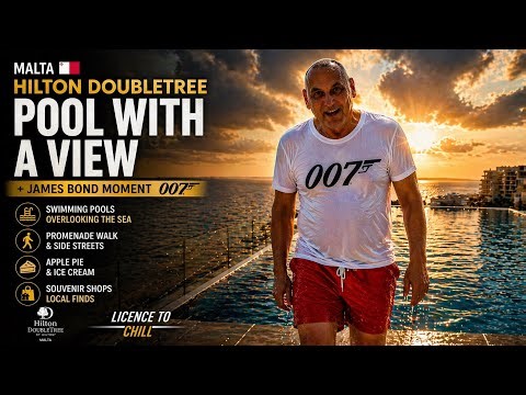 Luxury Pool with a Sea View 🇲🇹 | Hilton DoubleTree Malta + James Bond Moment 😎