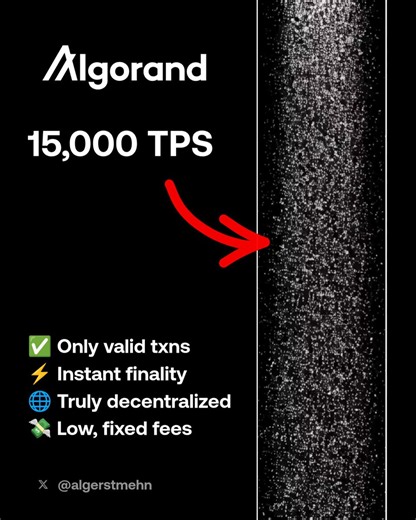 Algorand is EXACTLY what users and businesses should expect from a public blockchain/DLT!Highly scalable, handling up to 15,000 TPS on mainnet with ZERO failed transactions and instant settlement!And most importantly, TRULY decentralized!Because anyone can claim massive TPS numbers in a controlled environment or across just a handful of validators.Delivering this level of performance on mainnet across 1,500+ independent validators as @Algorand does is what truly matters!And I'm not even mentioni