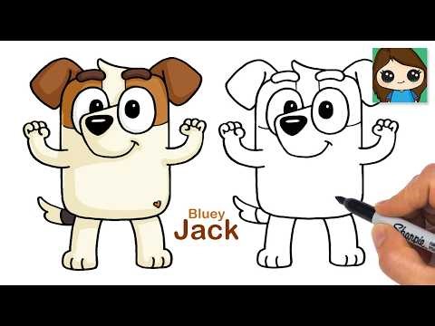 How to Draw Jack Russell Terrier | Bluey | Cartoon Dog Relaxing Follow Along Drawing