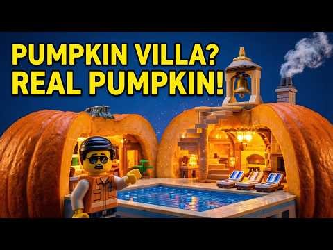 I Built a LUXURY LEGO Mansion Inside a Giant Pumpkin! | LEGO GO--Stop Motion- 4k
