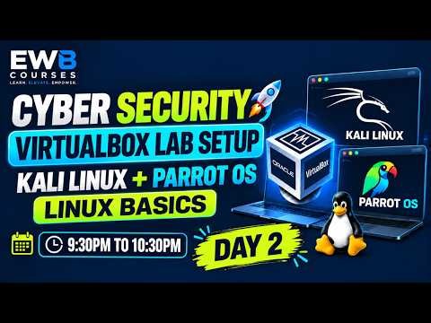 CYBER SECURITY DAY 2 🚀 | VirtualBox Setup, Kali Linux & Parrot OS Installation | Linux Basics | EWB