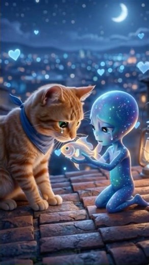 Unexpected Friendship: Cat & The Tiny Alien 🐈‍⬛👽 #Shorts