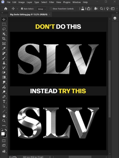 Photoshop Tips: How to Easily Create a Beveled Silver Chrome Text Effect! #bigsmileediting #photoshop #tips