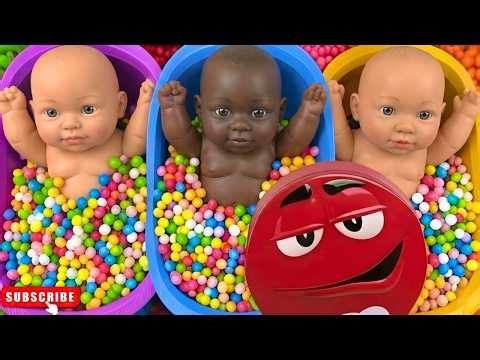 M&M's Magic Slime Challenge Can You Cut 3 Rainbow BathTubs Candy in 5 Minutes