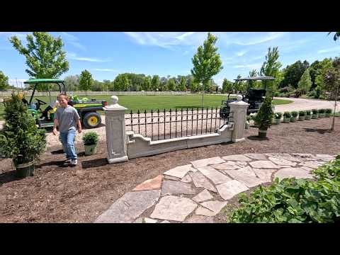 Placing a Concrete & Iron Fence Section, Setting Out Boxwoods & Planting an Arborvitae! 🌲😍🪴