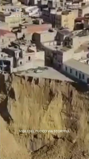 Huge landslide leaves Sicilian homes teetering on cliff edge as 1,500 people are evacuated