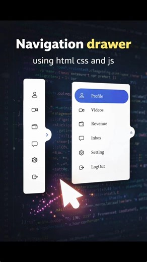 Navigtion Drawer using HTML CSS & JS || #shorts#html#css#js#coding#viral #webdesign