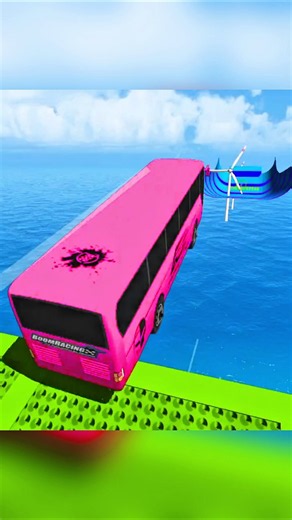 Pink bus vs Mega Ramp 😱 challenge #shorts #indiangaming #beamngrao #beamngchallenge #beamngdrive