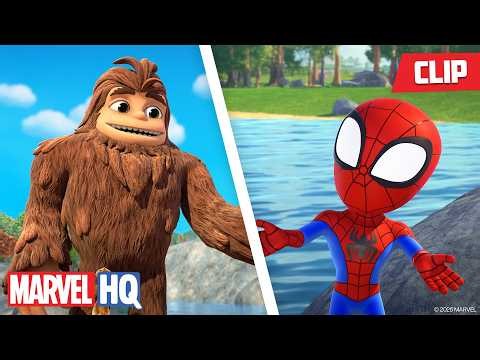 Team Spidey Rescues Bigfoot 🕷️🦶🏕️ | Spidey and His Amazing Friends | @MarvelHQ