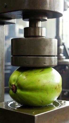 Juicy Explosion! Green Coconut vs Hydraulic Press (Slow Motion) #hydraulicpress #slowmotion