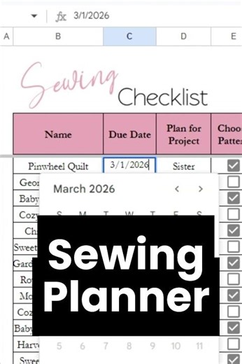 Sewing Planner Template Google Sheets, Sewing Project Planner Excel Spreadsheet - Fabric Inventory