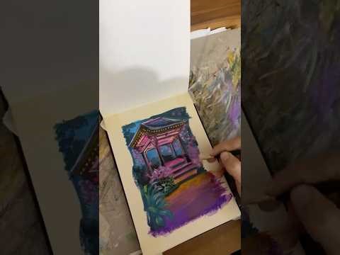 Japanese Garden Painting 🌸 | Gouache Live Painting | Step-by-Step Landscape Art Tutorial